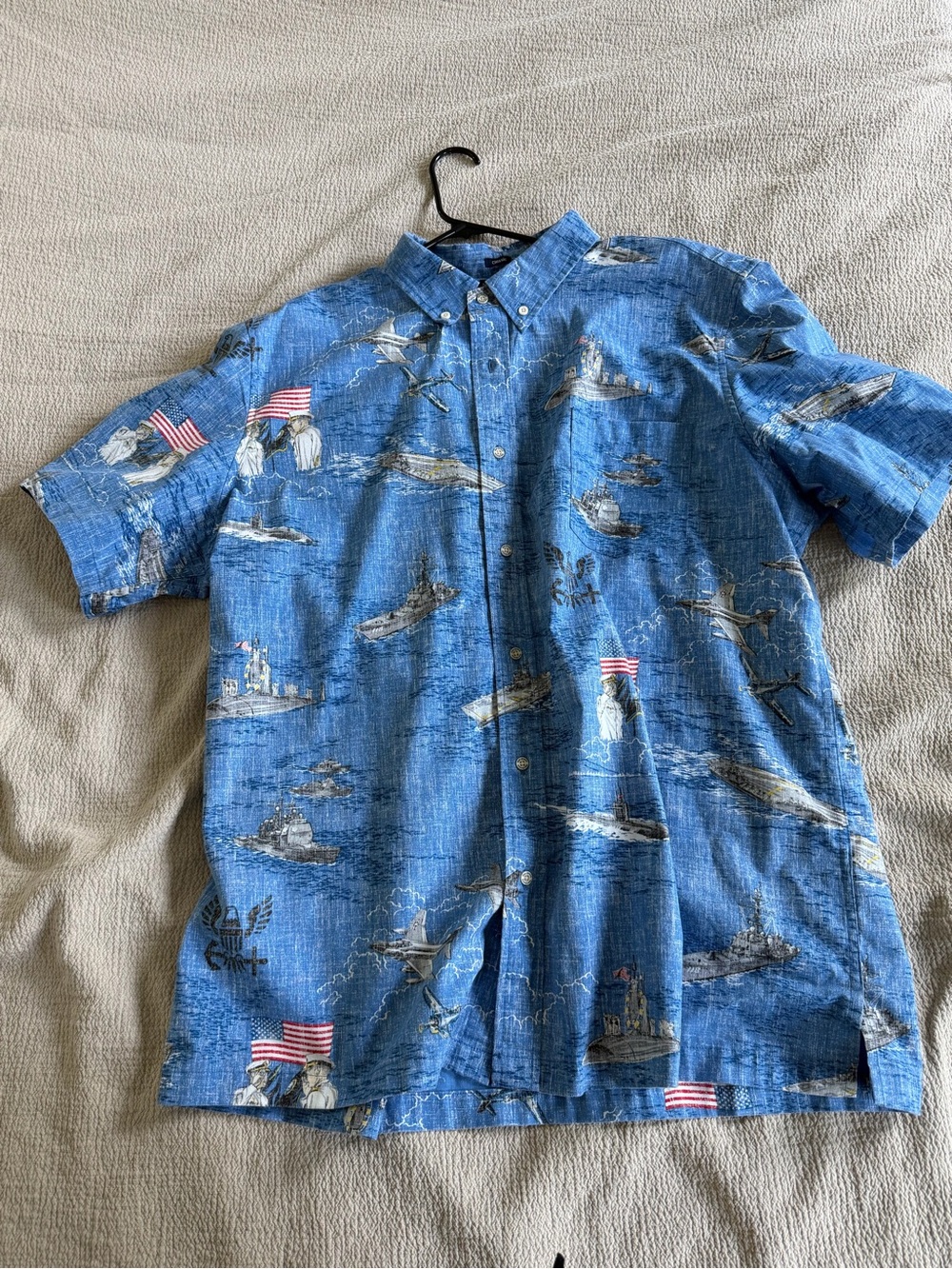 reyn spooner Blue Nautical Print Short-Sleeve Button-Down Shirt NAVY
